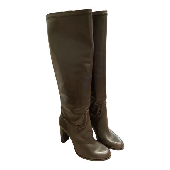 Alexandre Birman Lauren Ttk 90 Leather Heeled Boots Knee High Dark Brown Size 40 - Picture 1 of 14